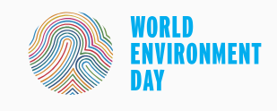 A photo with a multi coloured thumb print and the words 'World Environment Day' in blue text